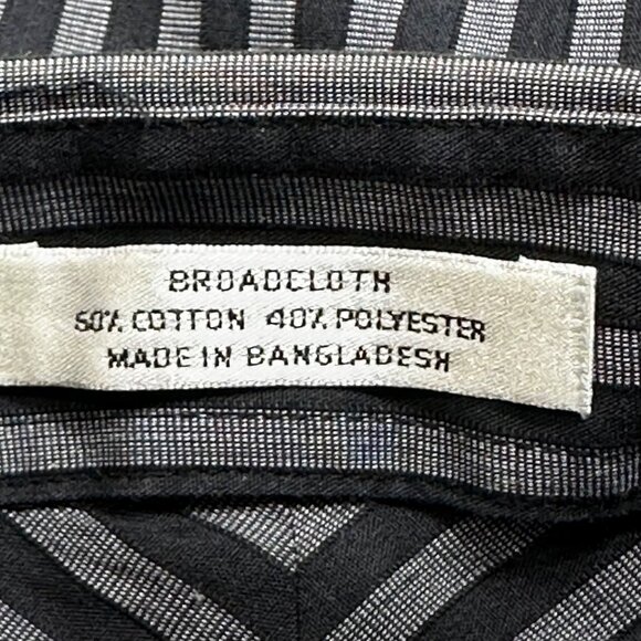 Van Heusen Mens Black & Gray Pinstripe Broadcloth Button-Up Shirt L Academia - Picture 4 of 13